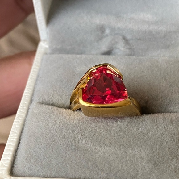 S925 Trillion Cut Ruby Ring - Picture 11 of 12